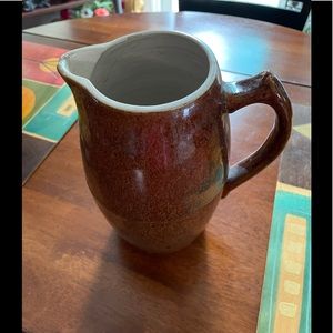 Vintage brown pitcher 9x 7 in small repairs noted